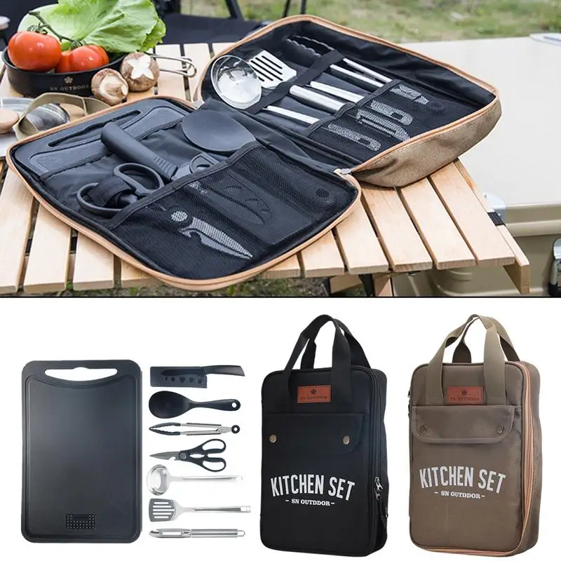 Camping Cooking Gear Set - Ensemble de 8 ustensiles de cuisine