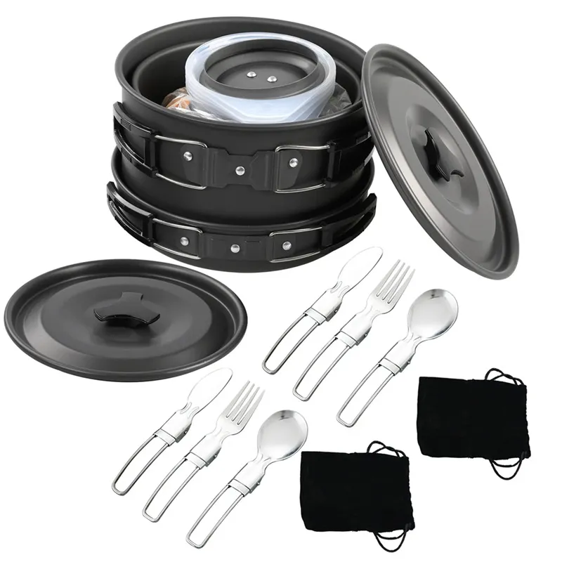 Nesting Camping Cooking Set - Ensemble d'ustensiles de cuisine portables pour