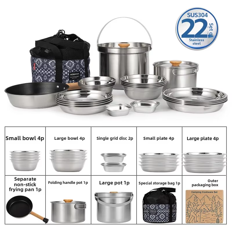 Camping Cooking Gear Set - NOBANA plus récent ensemble de casseroles
