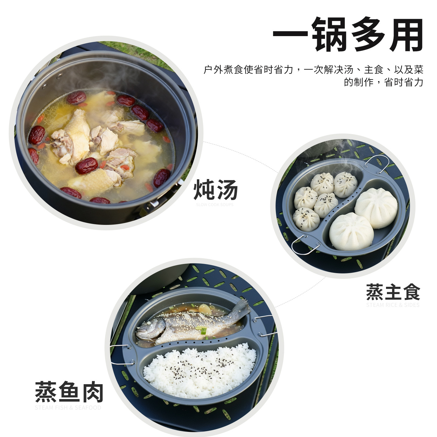 Ensemble de casseroles à vapeu - Camping Cooking Pot Large avis et prix